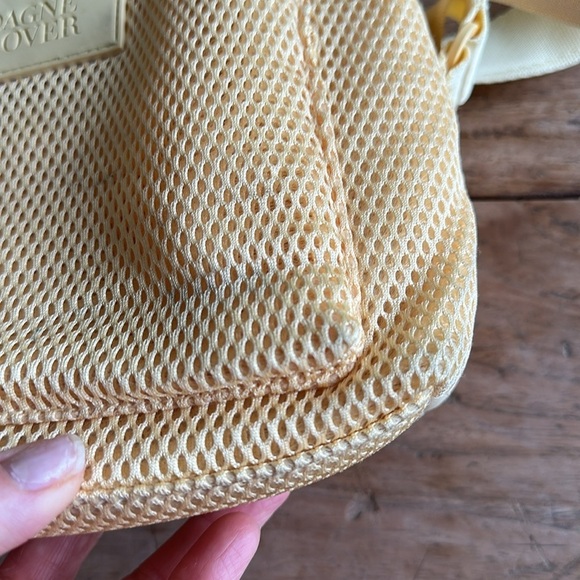 Dagne Dover Yellow Air Mesh Minimalist Crossbody Bag with Dust Bag - Picture 16 of 17